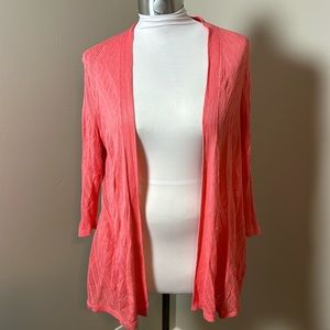 CROFT & BARROW Open Front Knit Cardigan Coral Size XL